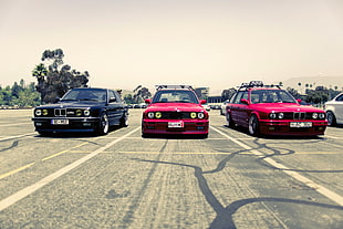 red and black cars, BMW E30, BMW, vehicle, car