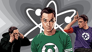 man in green shirt illustration, Sheldon Cooper, The Big Bang Theory, TV, Vexel