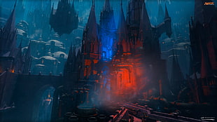 gray and red temples digital wallpaper, Izzet, magic, Magic: The Gathering, town