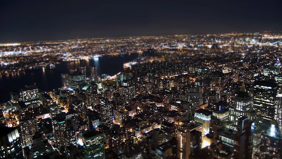 black concrete building, cityscape, aerial view, New York City HD wallpaper