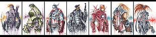 seven assorted heroes illustration