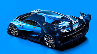 black and blue car die-cast model, car, Bugatti Vision Gran Turismo HD wallpaper