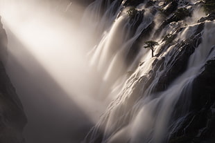 falls on mountain, nature, landscape, water, long exposure HD wallpaper