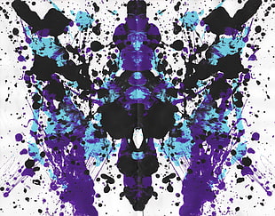 multicolored splashing paint illustration, Rorschach test, paint splatter, ink, symmetry