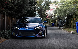 blue Toyota car, Auto, Front view, Blue HD wallpaper