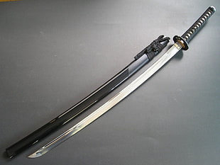 black katana sword with sheath, katana, sword HD wallpaper