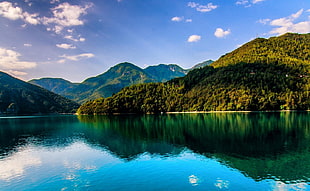 green mountains, Italy, lake, mountains, forest