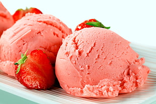 strawberry ice cream, food, ice cream