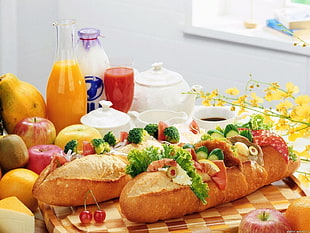 baked breads with vegetables toppings on table