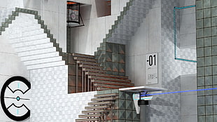 brown stairs, Portal (game), Portal 2, video games HD wallpaper