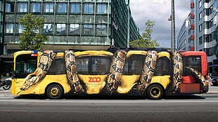 red and black snake graphic bus, artwork, buses, snake, advertisements