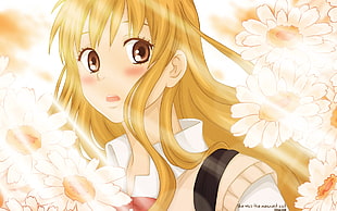 female anime character in black and beige top digital wallpaper