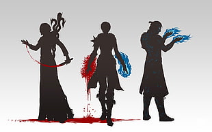 three person silhouette illustration, Dragon Age, Dragon Age II, Hawke, silhouette