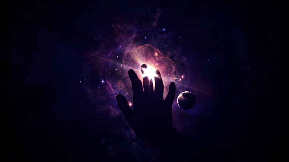right hand with nebular digital wallpaper HD wallpaper