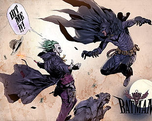 Batman and The Joker digital wallpaper, Batman, Joker
