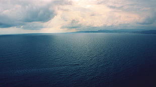 body of water, sea, boat, clouds