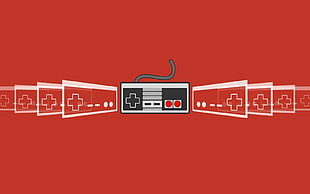 red and white wooden board, Nintendo Entertainment System, controllers, video games, retro games HD wallpaper