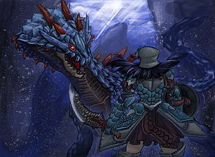 blue dragon wallpaper, Monster Hunter