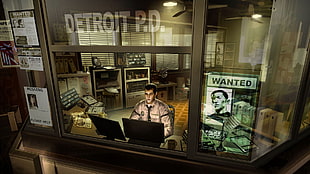 brown wooden framed glass display cabinet, Deus Ex: Human Revolution, Deus Ex, cyberpunk, video games