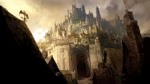 beige concrete cathedral, video games, anime, artwork, Guild Wars 2