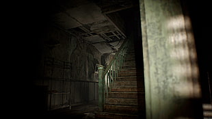 brown wooden stair, PC gaming, resident evil 7, konami, Sony HD wallpaper