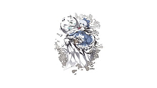 white and black floral decor, anime, Cirno, Touhou, wings