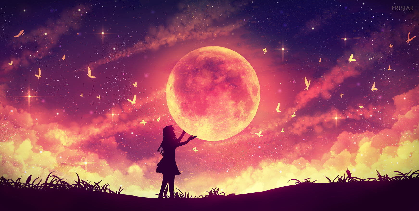 Girl holding moon anime character, anime, Moon, anime girls HD wallpaper | Wallpaper Flare