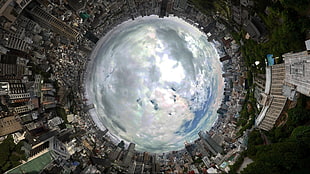 Tokyo, city, panoramic sphere, clouds