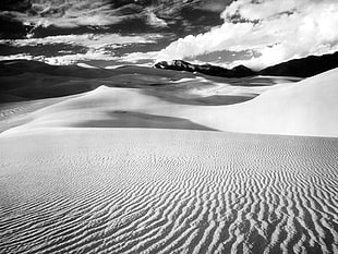 grayscale photography of desert