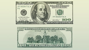100 U.S. Dollars bill back and front view