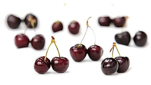 several cherries on top surface