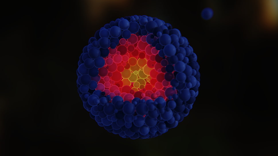 round blue, red, and yellow light HD wallpaper