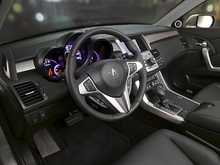 black Acura car steering wheel HD wallpaper