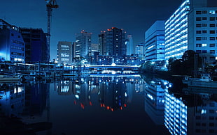 high-rise buildings, Japan, city, reflection
