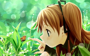 Female anime and butterfly illustration