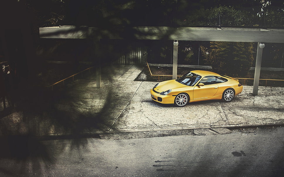 yellow sport coupe, car, Porsche, yellow cars HD wallpaper