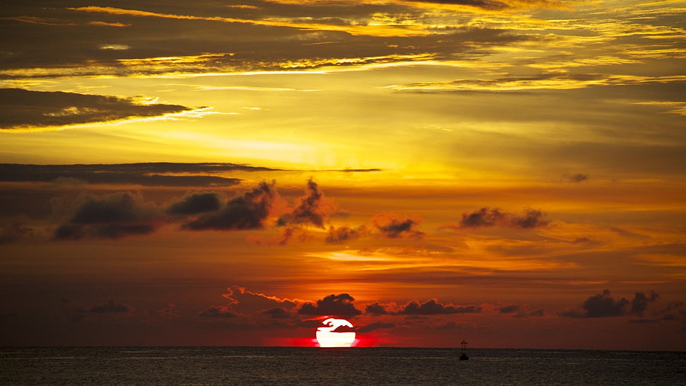 sunset, beach, sunset, sunlight, Sun HD wallpaper