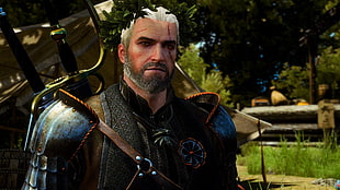 The Witcher character digital wallpaper, The Witcher 3: Wild Hunt, Geralt of Rivia, armor, video games