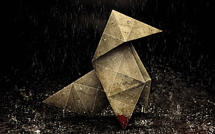 brown origami paper, origami, heavy rain