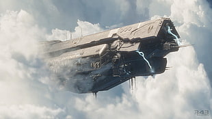 gray spacecraft, Halo, UNSC Infinity, video games HD wallpaper