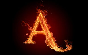 flaming letter a, fire, typography HD wallpaper