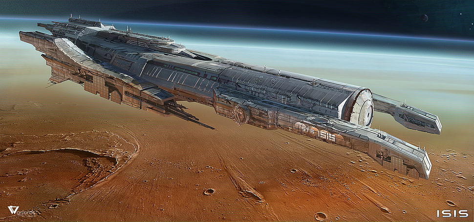 gray space ship illustration, vehicle, science fiction HD wallpaper