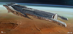 gray space ship illustration, vehicle, science fiction