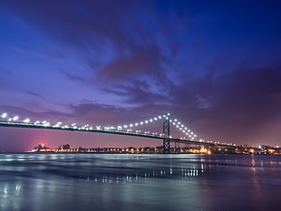 Brooklyn Bridge during nighttime, detroit HD wallpaper
