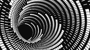 white and black spiral illustration, abstract, spiral