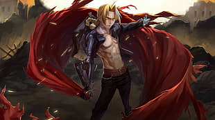 Fullmetal Alchemist: Brotherhood, Elric Edward, shirtless, cloaks