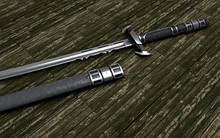 black and silver sword with sheath, sword HD wallpaper