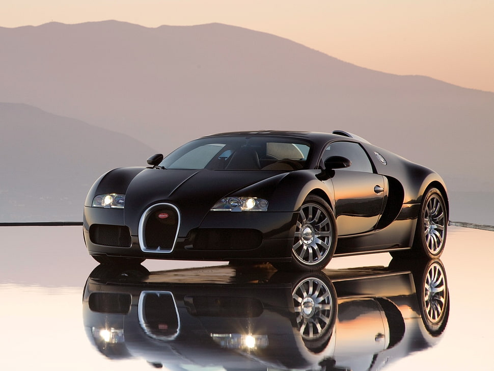 black coupe, Bugatti Veyron, car, Bugatti, vehicle HD wallpaper