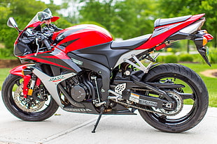 black and red sports bike