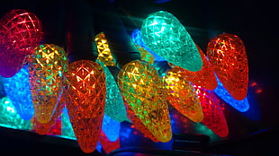 multicolored string light, LEDs, Christmas